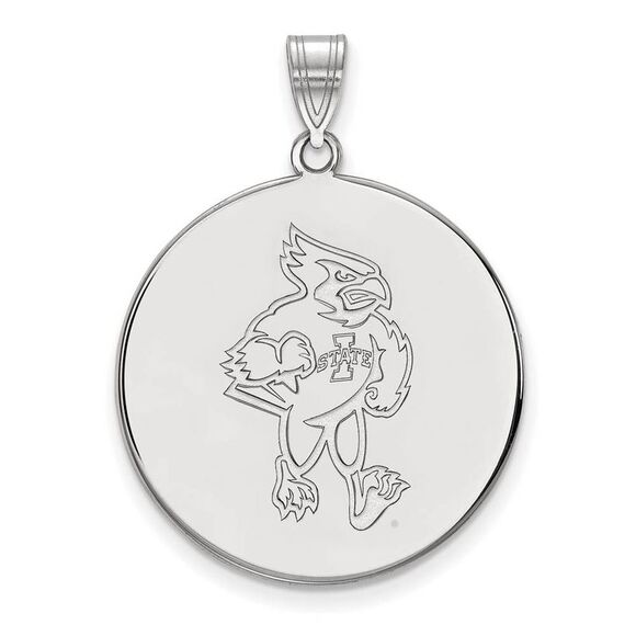10k White Gold Iowa State XL Mascot Disc Pendant